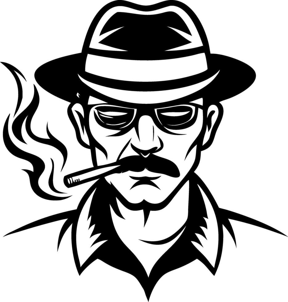 Cool Vintage Man with Hat and Cigarette Smoke Retro Style Illustration vector
