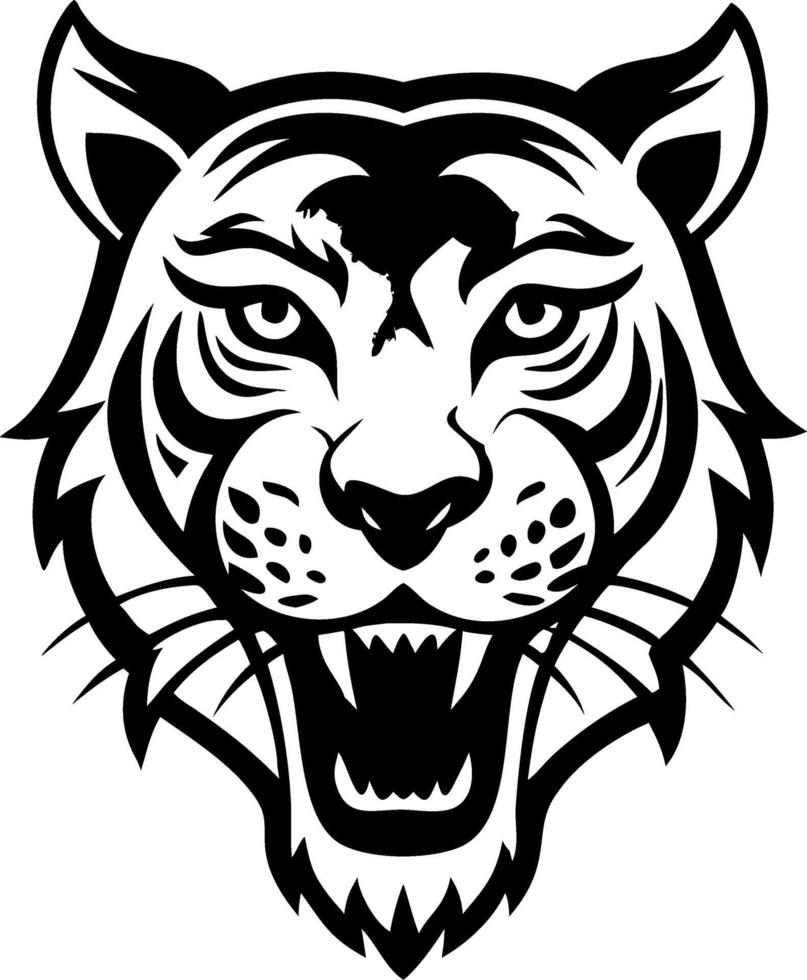 Powerful Black Tiger Head Design for Tattoo Artwork and Graphic Projects vector