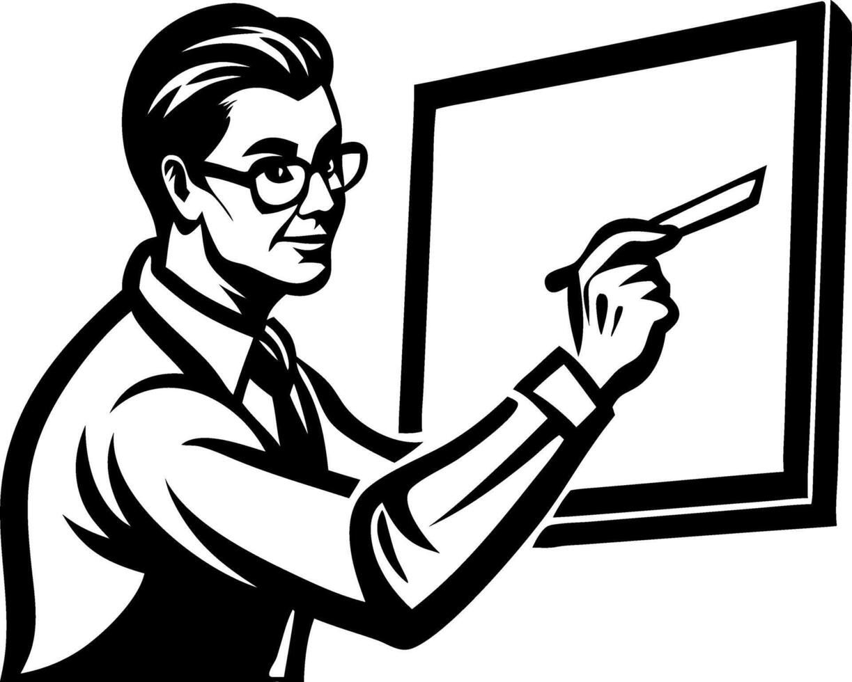 Creative Artist Drawing on Canvas with Brush Vintage Style Illustration vector