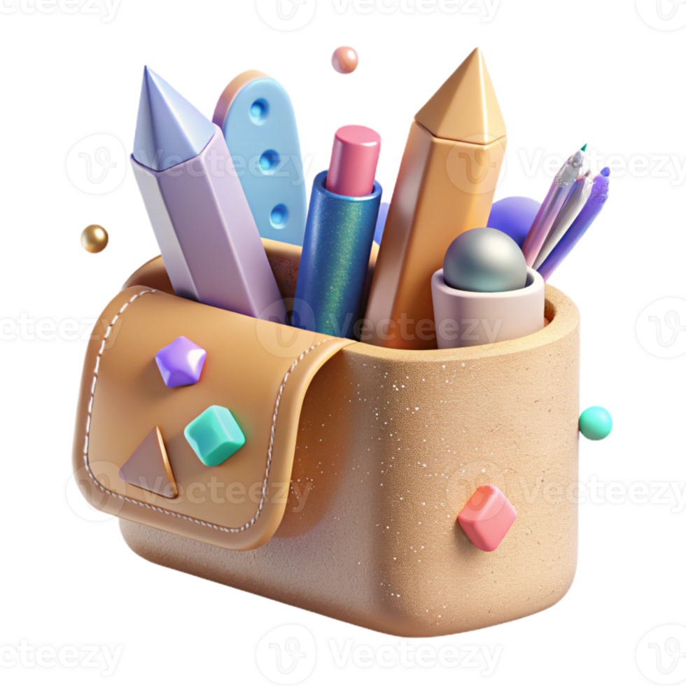 elegant traditional Pencil Case Stationery Holder Cutout for School Essentials premium png