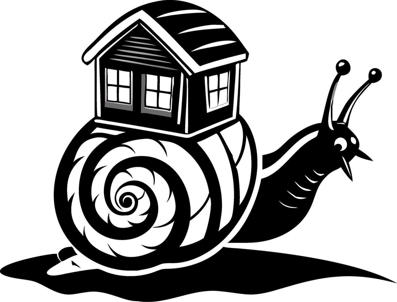 Whimsical Snail with House Shell Design Perfect for Tattoo or Coloring Book Art vector