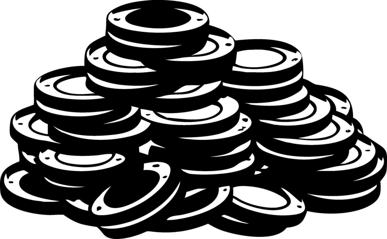 Stacked Black Circular Objects for Creative Design and Illustrations vector