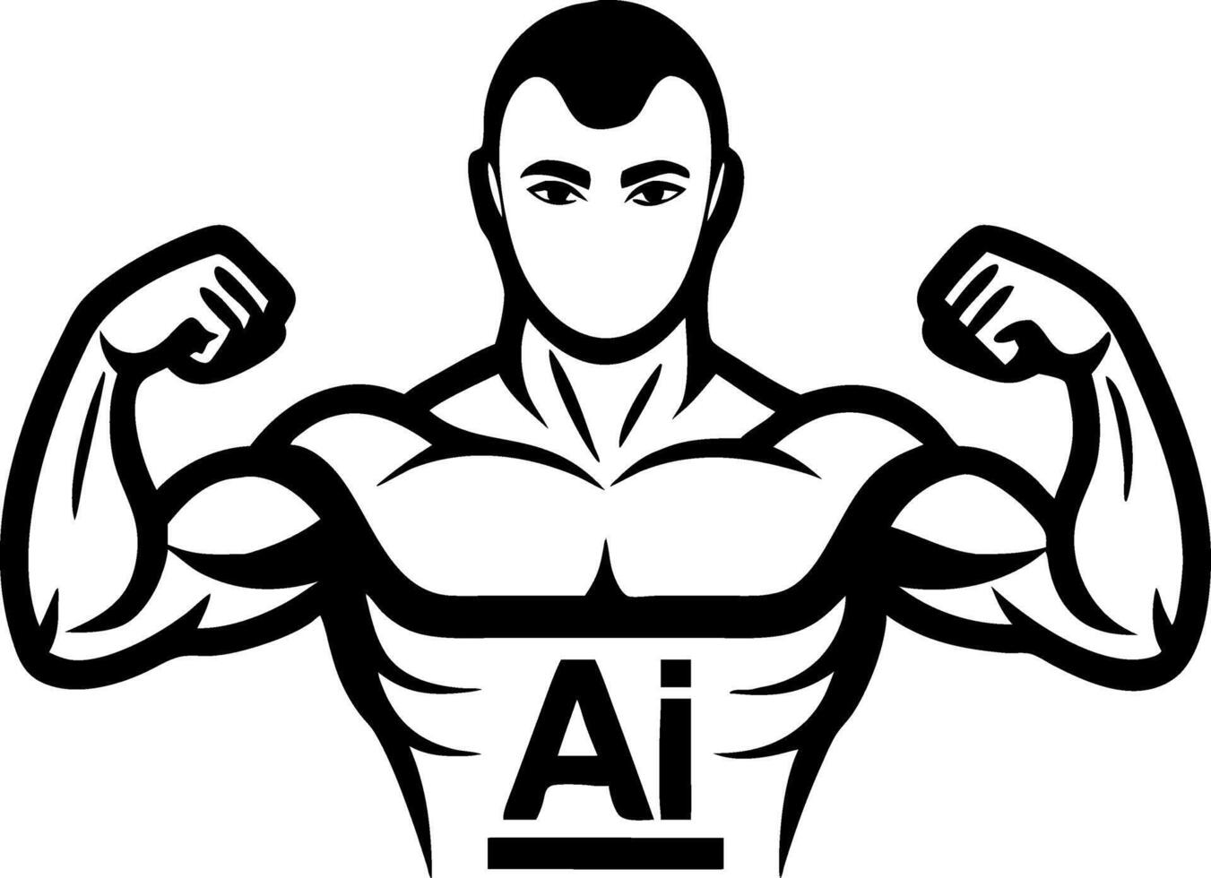 Muscular Man Displaying Strength with Bold Ai Typography for Fitness Branding and Fitness Apps vector