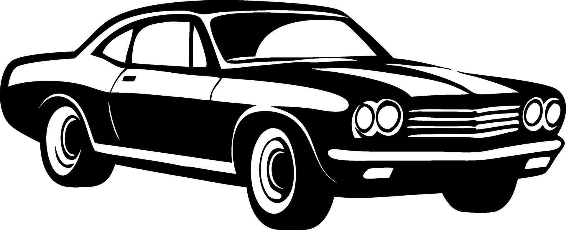 Classic Black Muscle Car Front View Illustration for Graphic Design and Merchandise vector