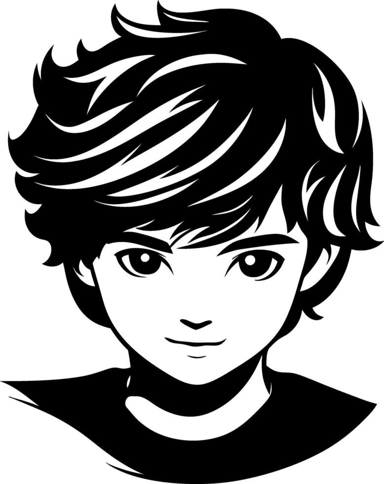 Stylized Portrait of a Boy with Modern Haircut for Tattoo Design and Illustration Projects vector