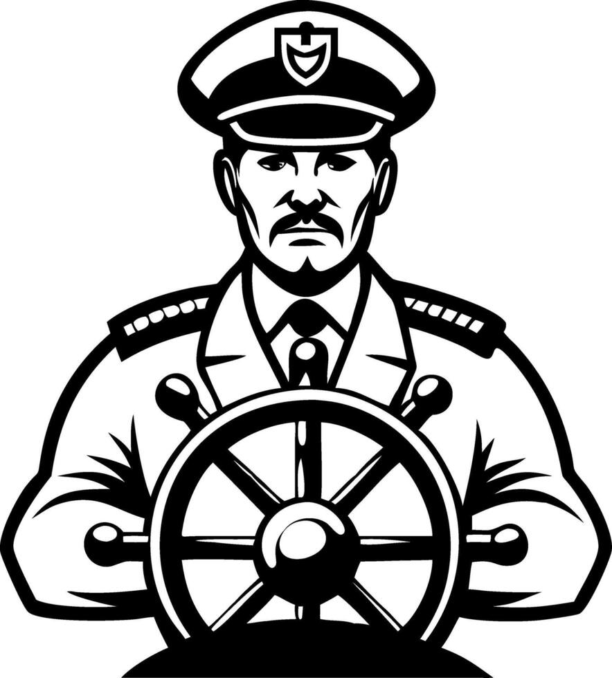 Captain Holding Ship Wheel Illustration Stylish Nautical Design for Marine Projects vector