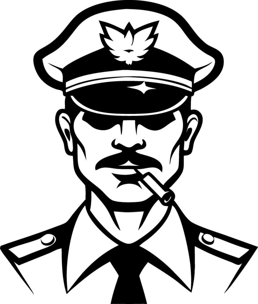 Vintage Police Officer Illustration with Classic Uniform and Cigarette for Tattoo Design vector
