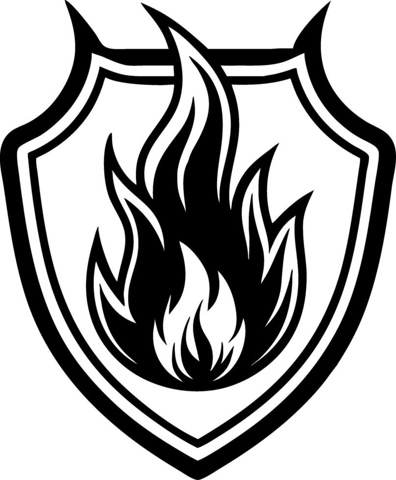 Shield with Stylized Flame Design Ideal for Logo Creation and Tattoo Inspiration vector