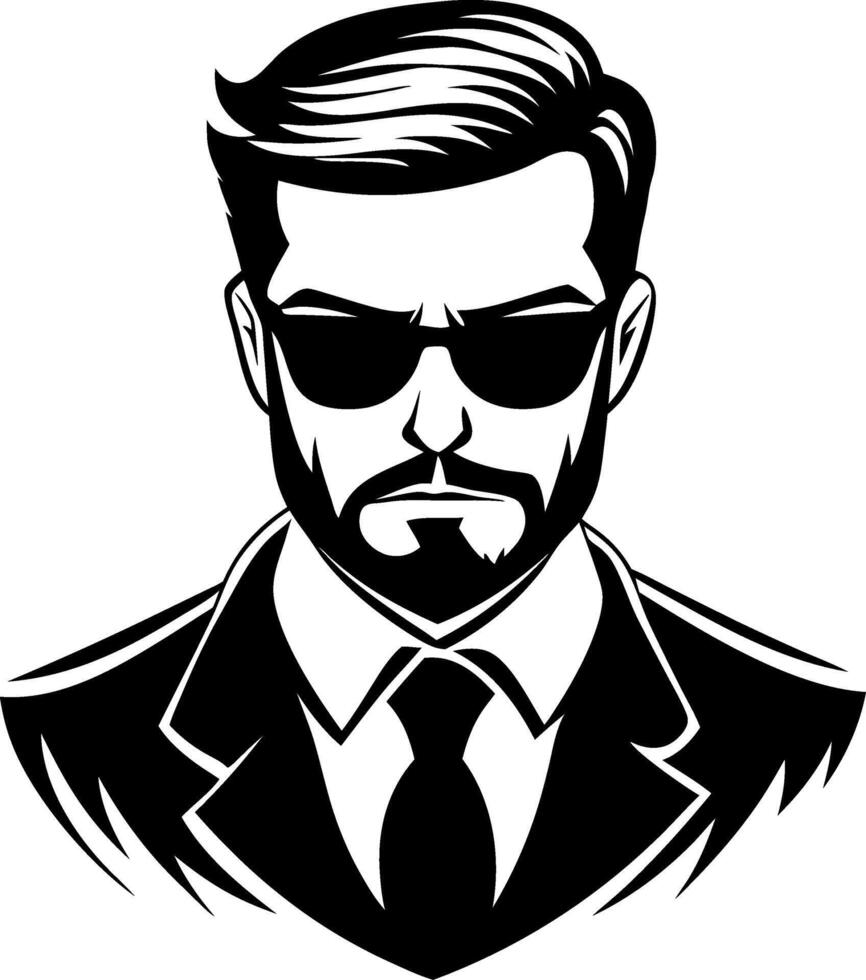 Stylish Masculine Character with Sunglasses in Suit Design for Prints and Merchandise vector