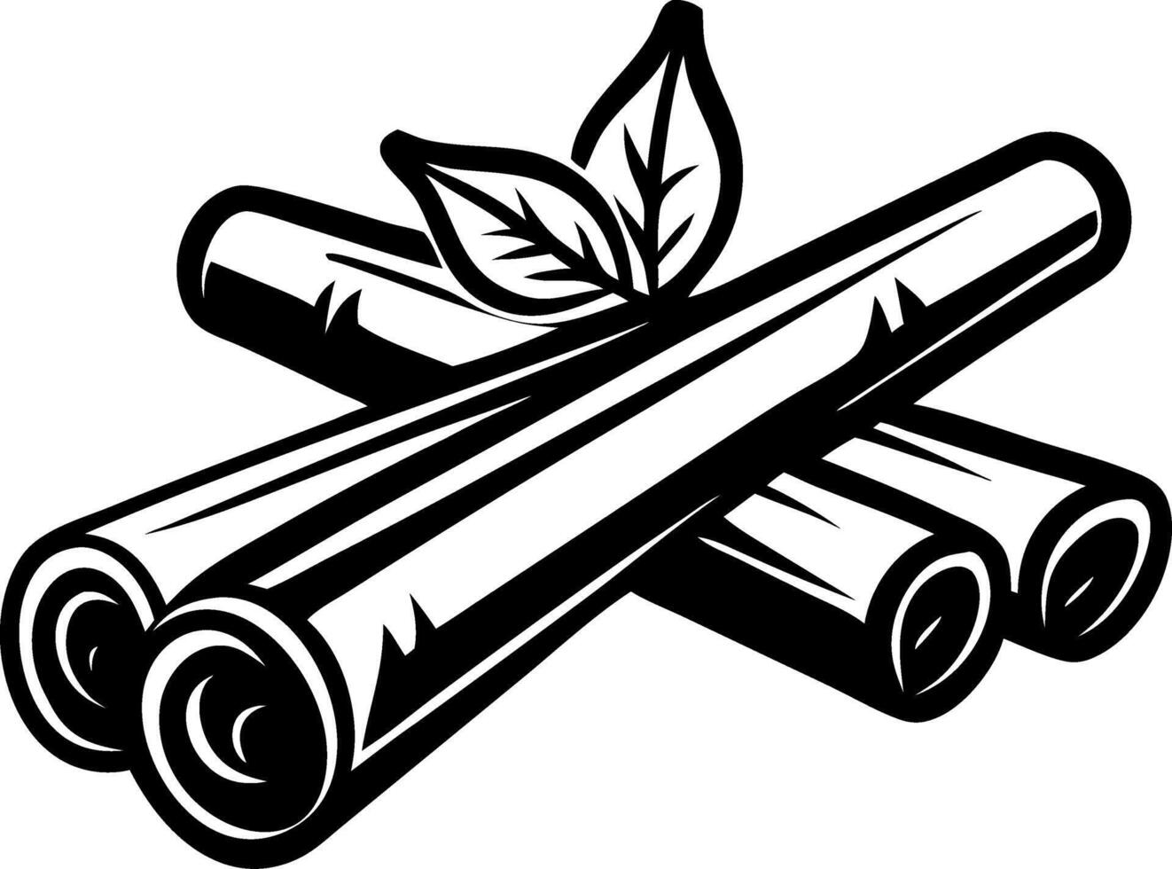 Cinnamon Sticks with Green Leaves Organic Herbal Illustration for Culinary and Aromatherapy vector