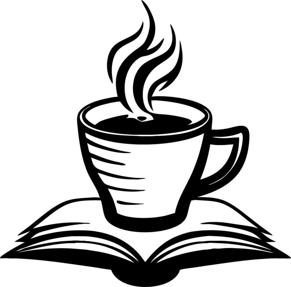 Coffee Cup with Steam Above Open Book Cozy Reading Illustration for Home Decor and Gifts vector