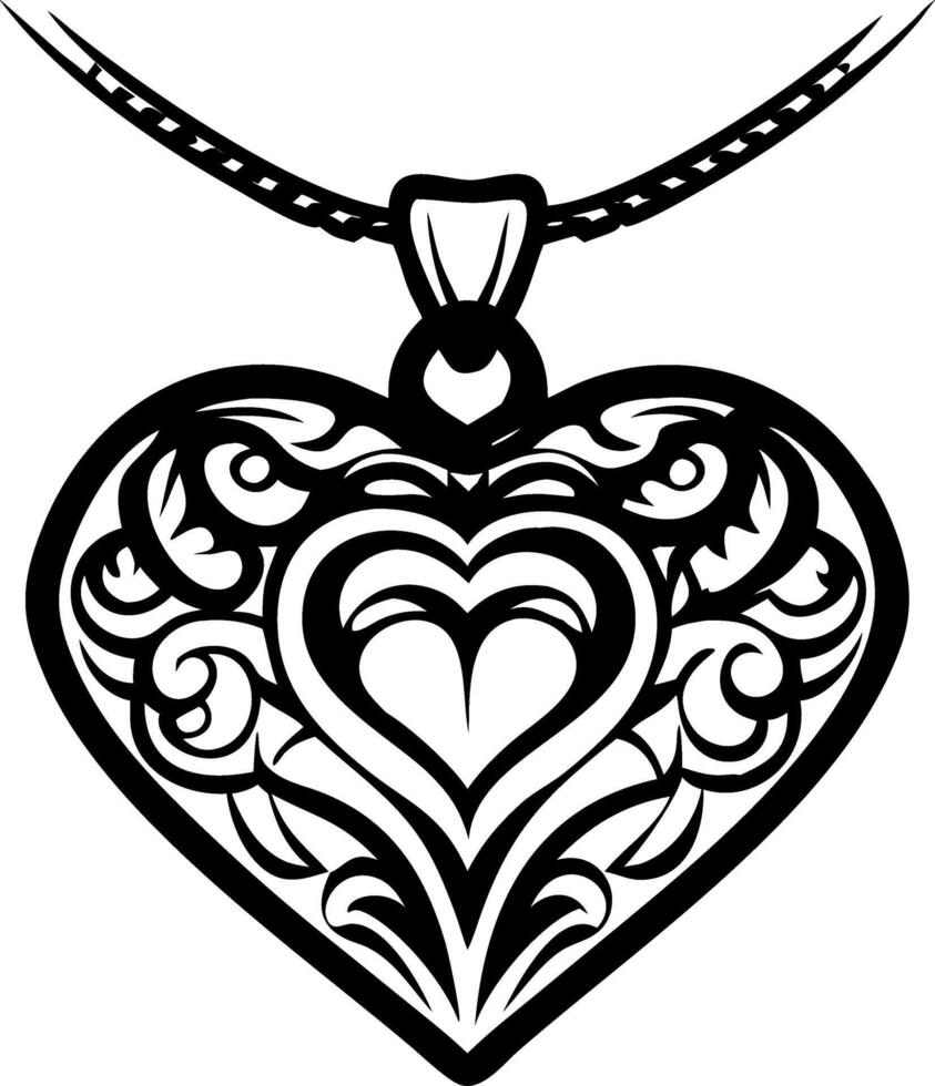 Intricate Heart Pendant Design with Floral Patterns for Jewelry and Tattoo Inspiration vector