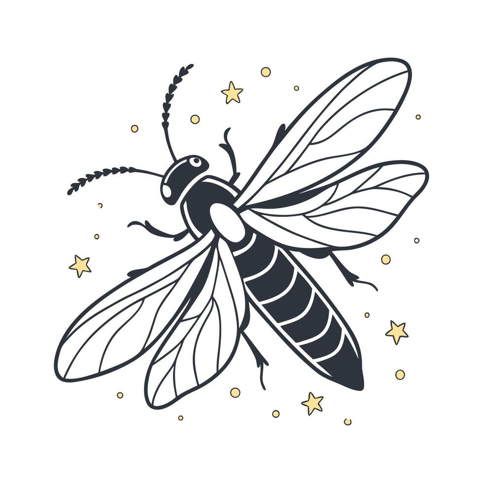 Bright Firefly Illustration on White vector