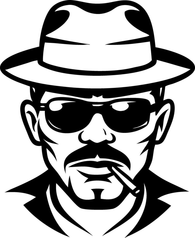 Stylized Cool Man with Sunglasses and Hat Illustration Perfect for Tattoo Design and Apparel vector