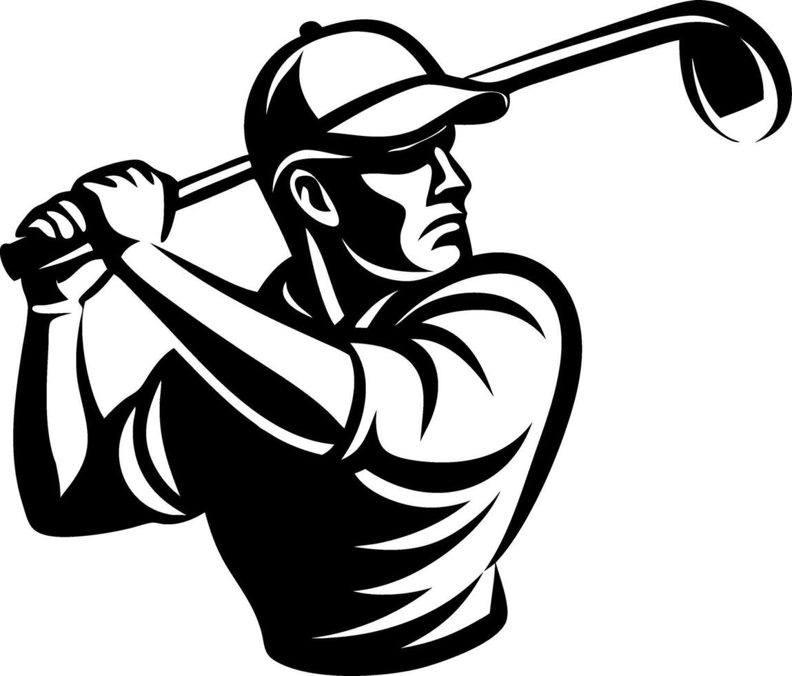 Dynamic Golfer Swinging Club Vintage Style for Branding and Merchandise vector