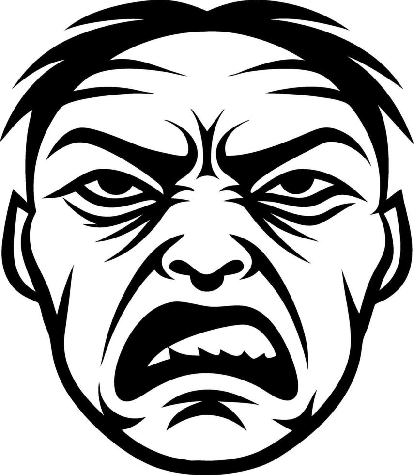 Angry Human Face Illustration for Tattoo Design and Graphic Art Projects vector