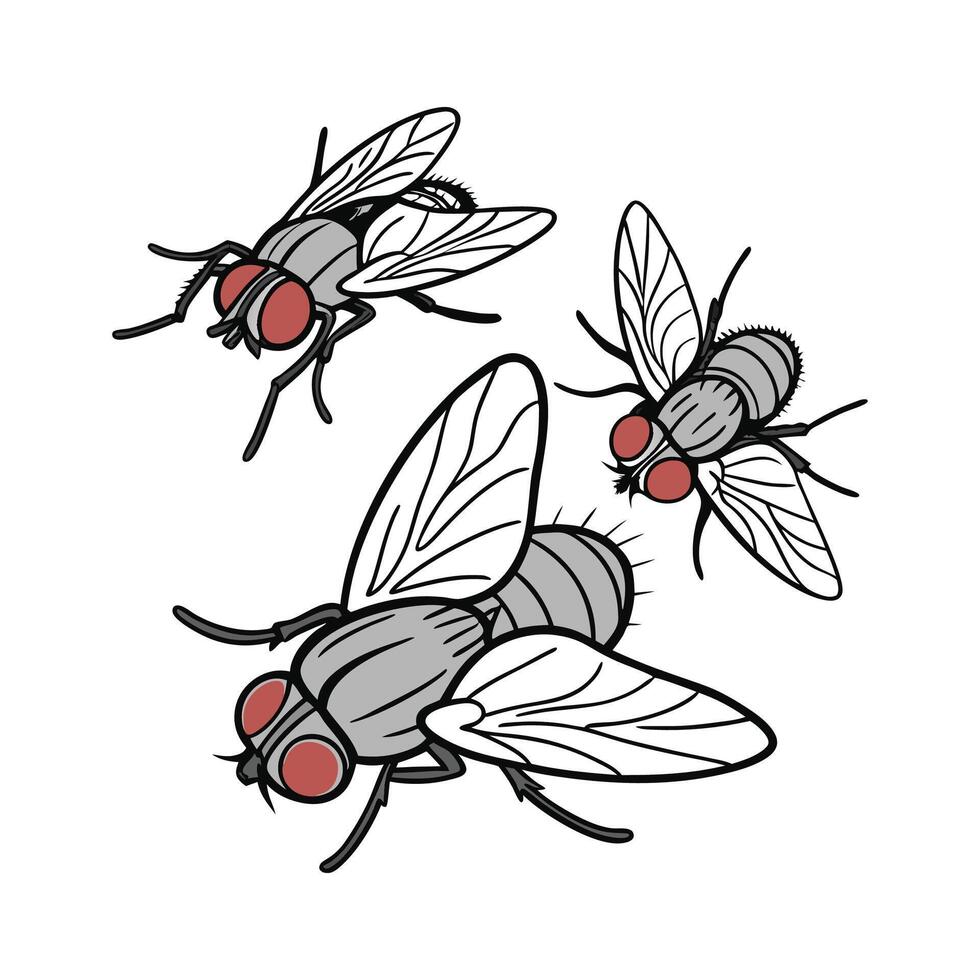 Flies Group Design 1 on White vector
