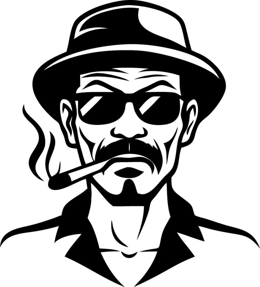 Cool Vintage Man with Sunglasses Hat and Cigar Graphic for Tattoos and Merchandise vector