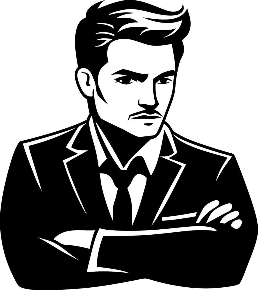 Confident Man in Suit Portrait Ideal for Digital Use and Graphic Design Projects vector