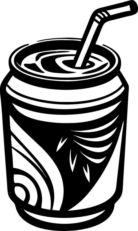 Stylized Beverage Can with Straw Creative Design for Print and Digital Projects vector