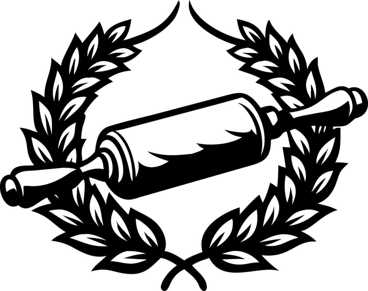 Rolling Pin Surrounded by Laurel Wreath Vintage Kitchen Logo Design for Culinary Crafts vector