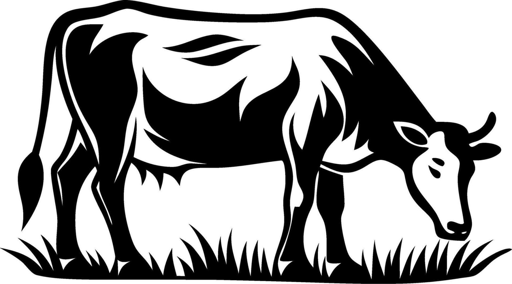 Elegant Black Cow Grazing on Grass Ideal for Farm Theme Designs and Illustrations vector