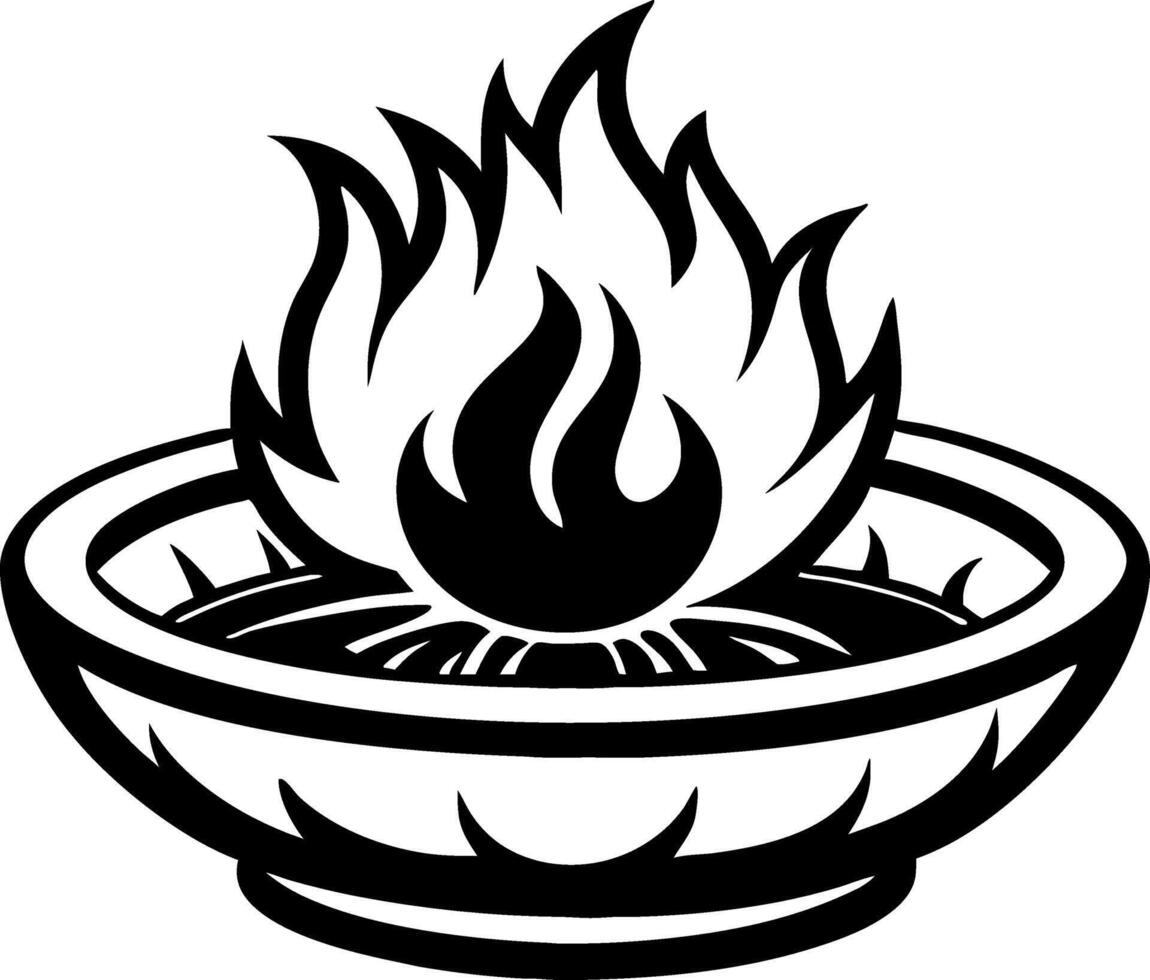 Flame Bowl Design for Tattoo Art Coloring Book Illustrations vector