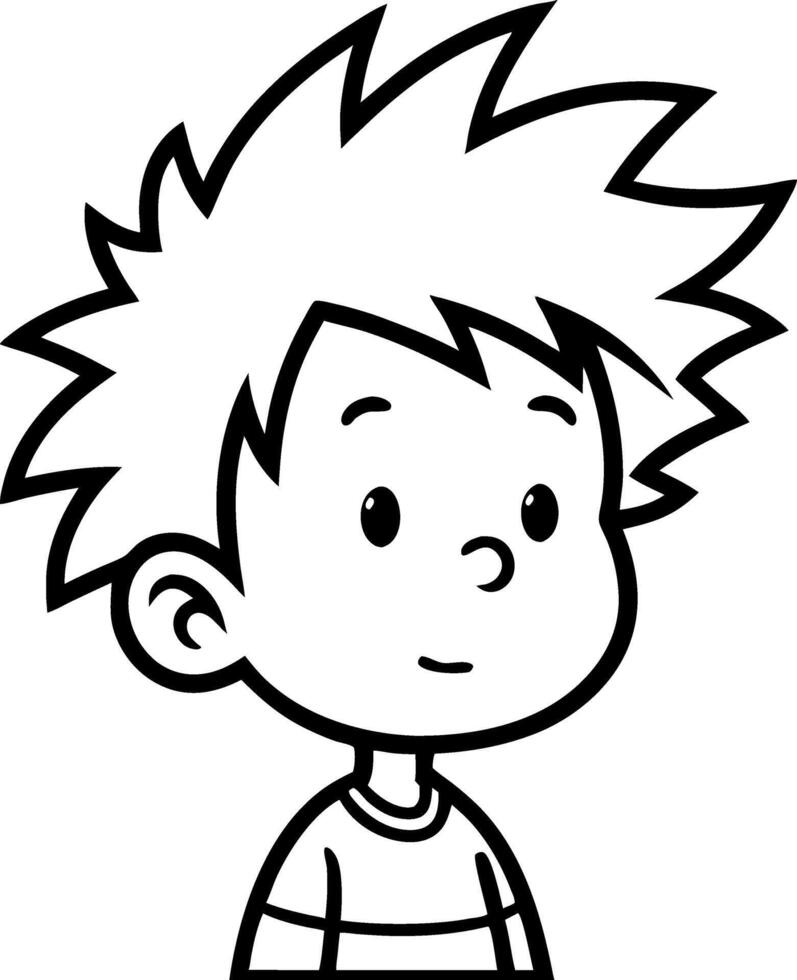 Cartoon Boy Character Design with Spiky Hair for Coloring Books and Illustrations vector