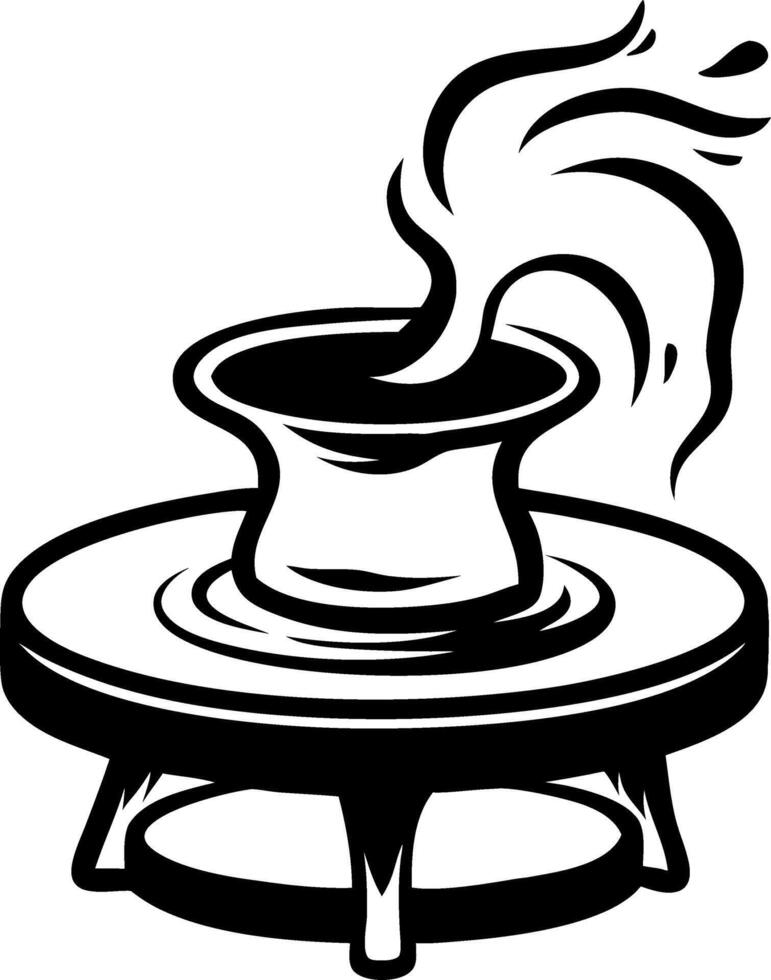 Pottery Wheel with Rising Clay and Steam Perfect for Art and Craft Designs vector