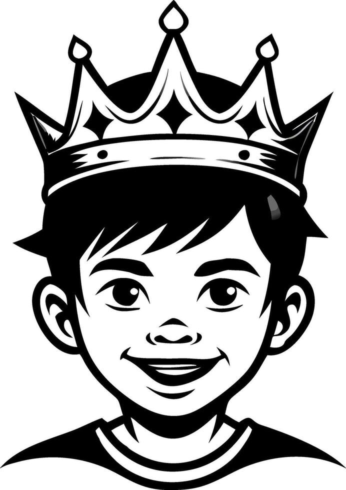 Joyful Boy Wearing Crown Smiling Design Perfect for Childrens Parties and Celebrations vector