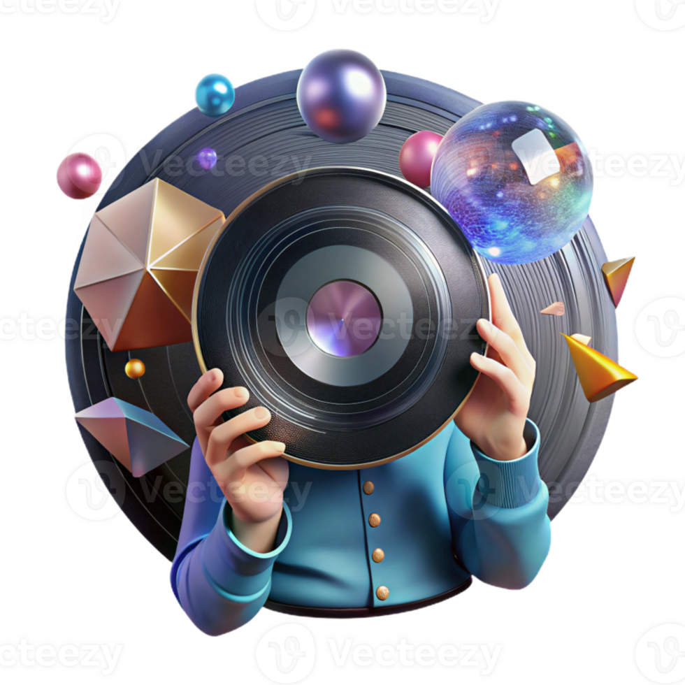 elegant creative Person Holding a Vinyl Record Transparent png