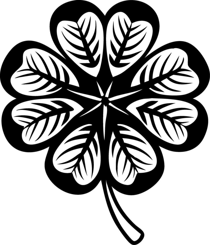 Elegant Four Leaf Clover Design for Tattoos Coloring Books and Nature Crafts vector