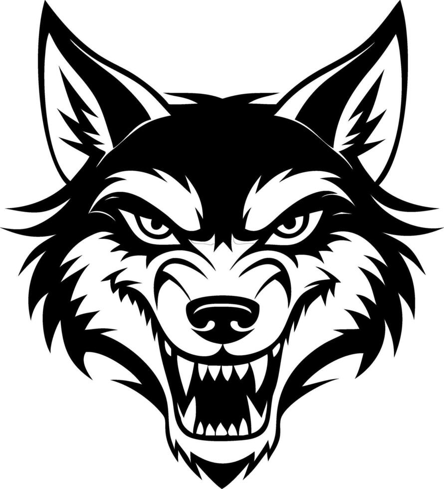 Fierce Wolf Head Silhouette for Tattoo Design and Graphic Art Projects vector