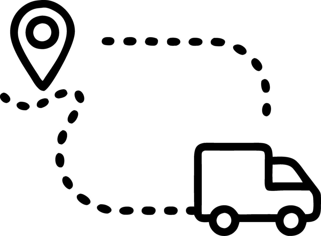 Delivery Route Logistics Illustration with Location Pin and Truck Graphic Design vector