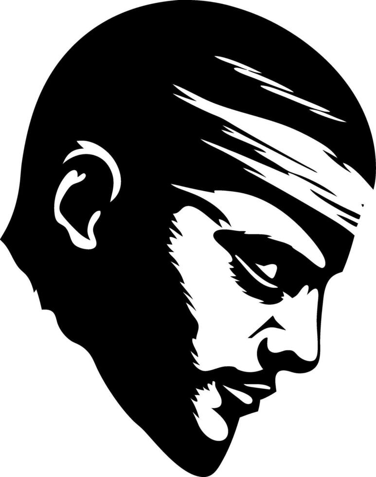 Silhouette of a Thoughtful Person with a Headband in Profile View for Stylish Designs vector