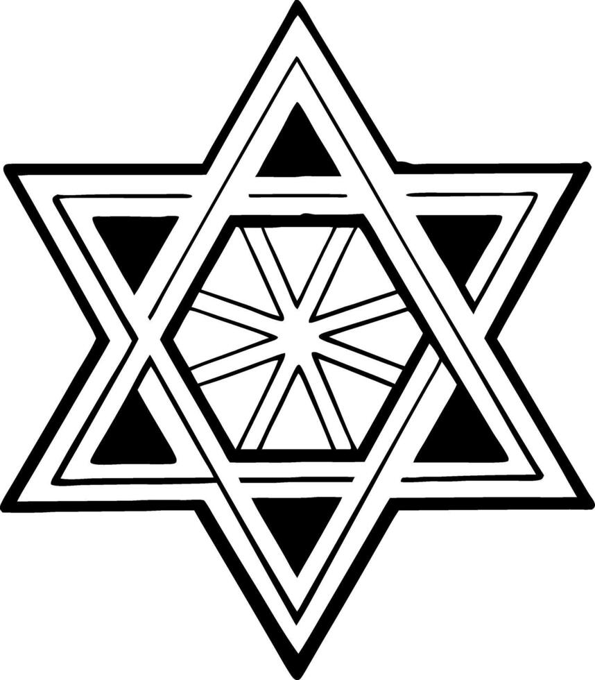 Intricate Geometric Star Design with Layered Triangles for Modern Art and Tattoo Inspiration vector