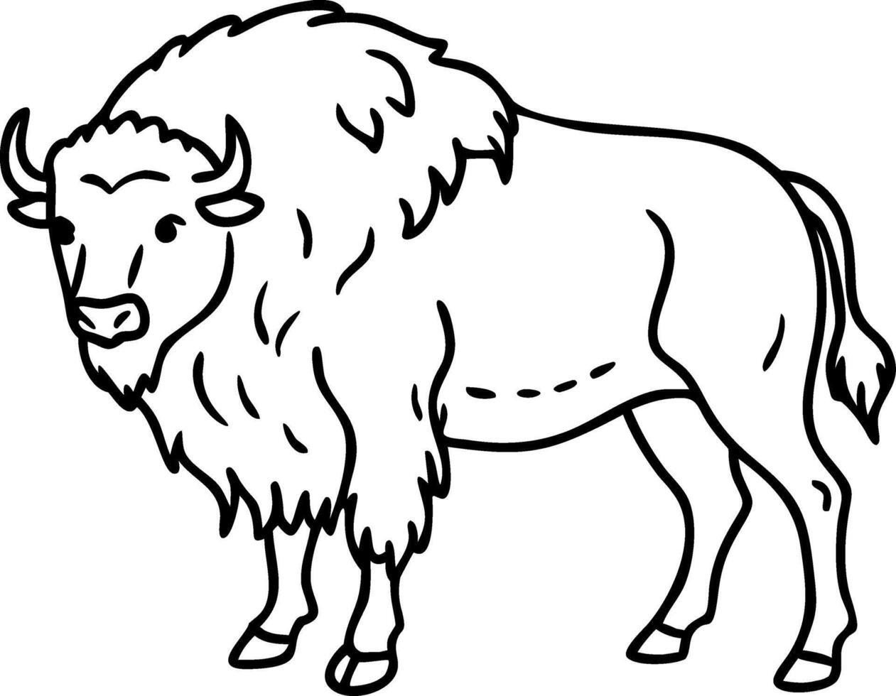Detailed Illustration of a Majestic Bison Featuring Bold Lines Perfect for Tattoo Design and Coloring vector