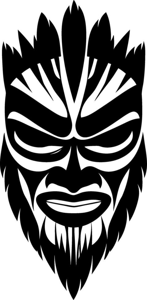Intricate Tribal Mask Design Featuring Bold Lines and Facial Features Ideal for Tattoo and Illustration vector