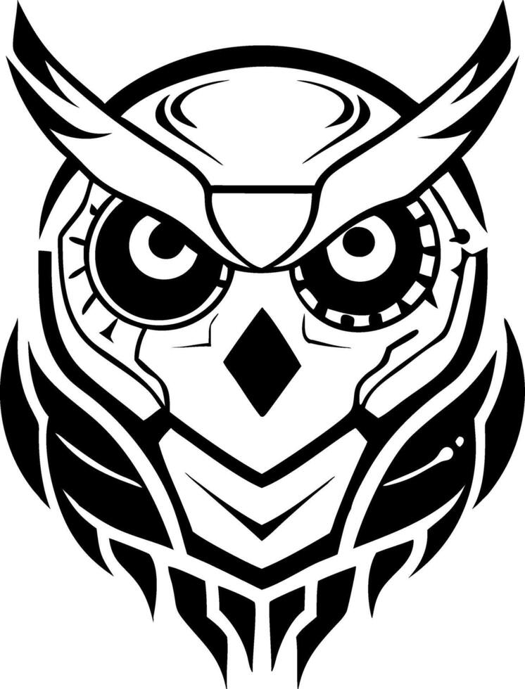 Futuristic Mechanical Owl Design for Tattoo and Coloring Book Inspiration vector