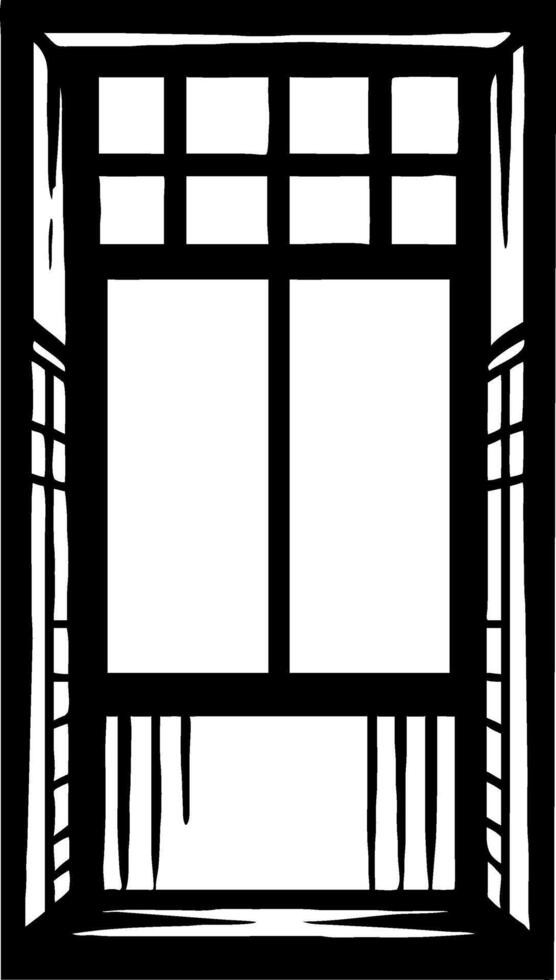 Stylized Black Outline Window Design for Home Decor and Art Projects vector