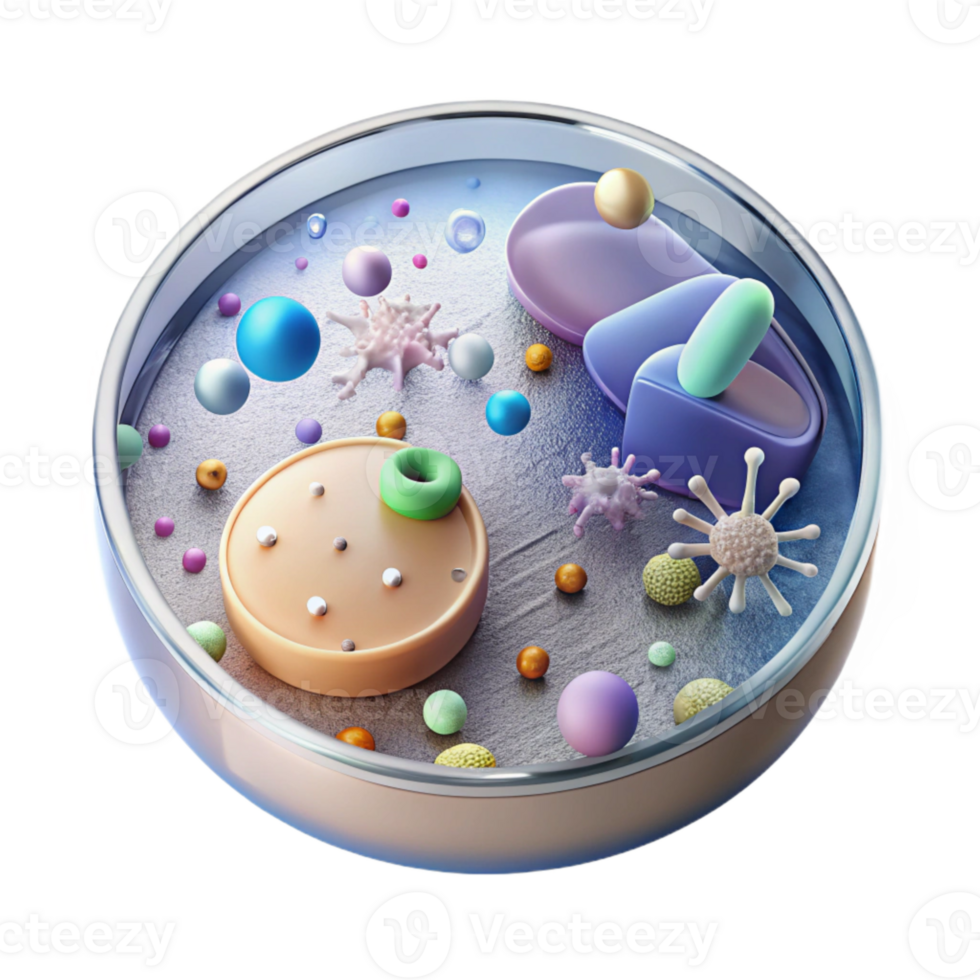 beautiful vintage Petri Dish with Bacterial Colonies Transparent for Microbiology Research png