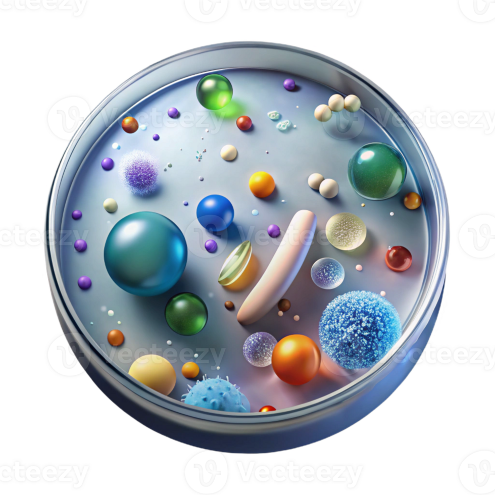 elegant modern Petri Dish with Bacterial Colonies Transparent for Microbiology Research high resolution png