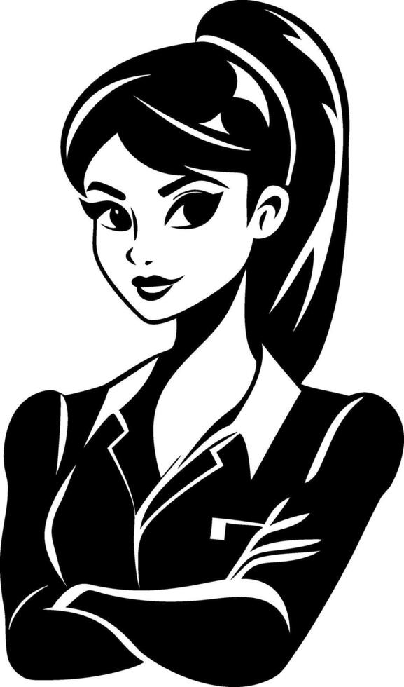Confident Businesswoman Illustration in Black and White for Professional Use and Design vector