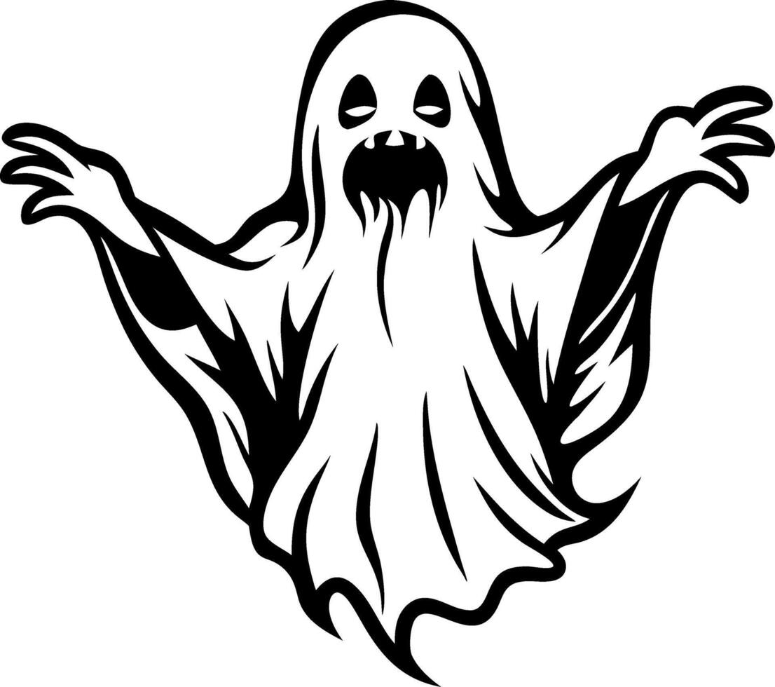 Spooky Ghost Illustration with Flowing Cloak Ideal for Halloween Decor and T-Shirt Designs vector