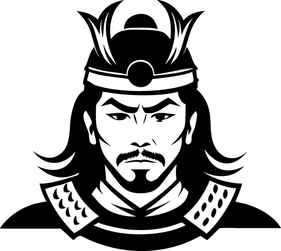 Samurai Warrior with Traditional Armor and Confident Expression for Design Projects vector