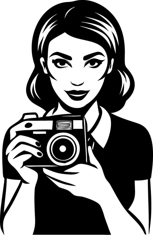 Vintage Camera Woman Illustration Ideal for Themes and Creative Projects vector