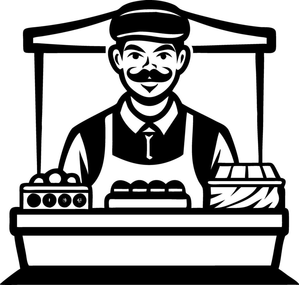 Vintage Style Fruit Vendor Illustration for Market Scene and Promotional Materials vector