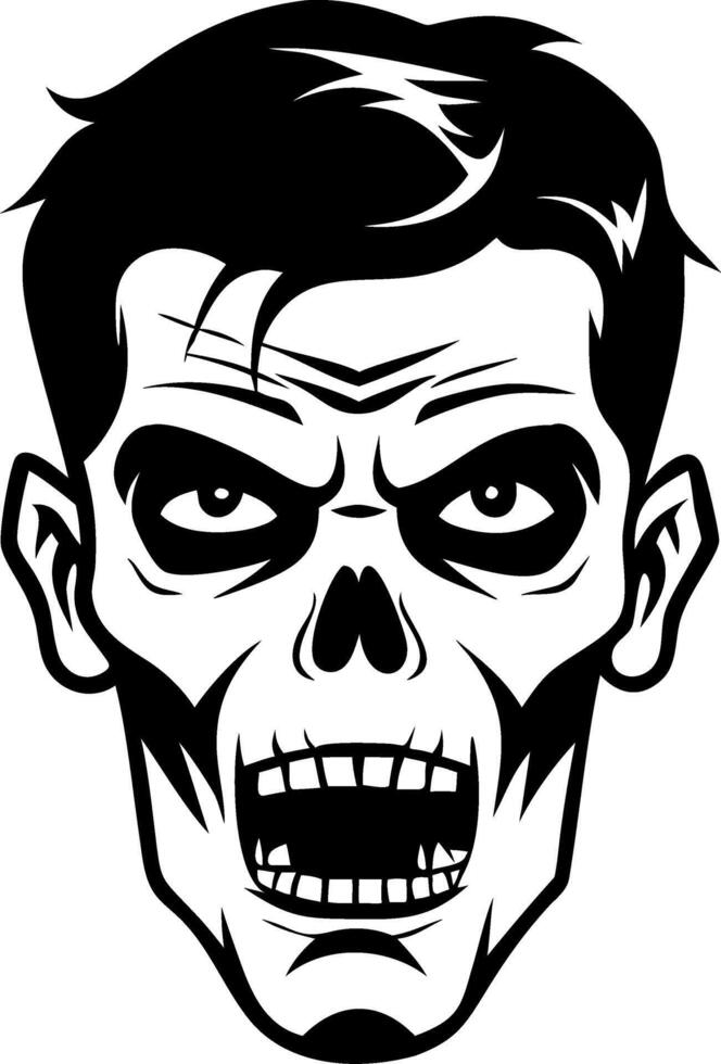 Angry Skeleton Head with Hair for Tattoo Design Halloween Decor and Graphic Art Projects vector