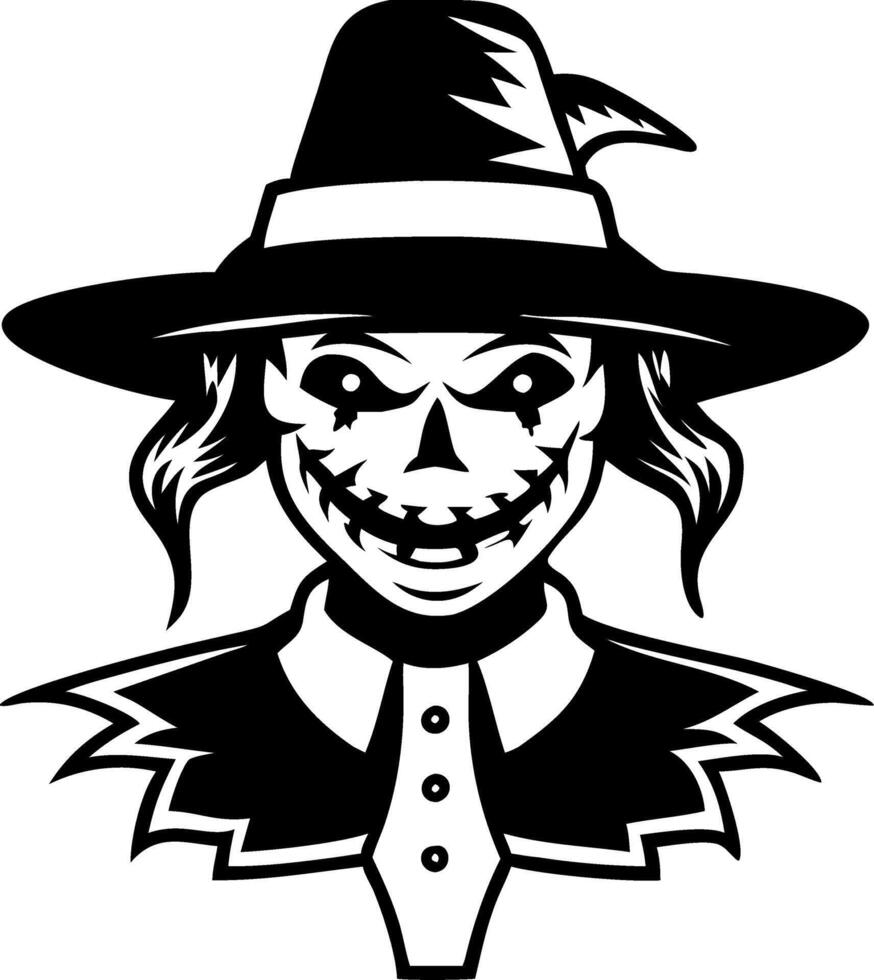 Gothic Scarecrow Skull Illustration for Halloween Decor and Tattoo Designs vector