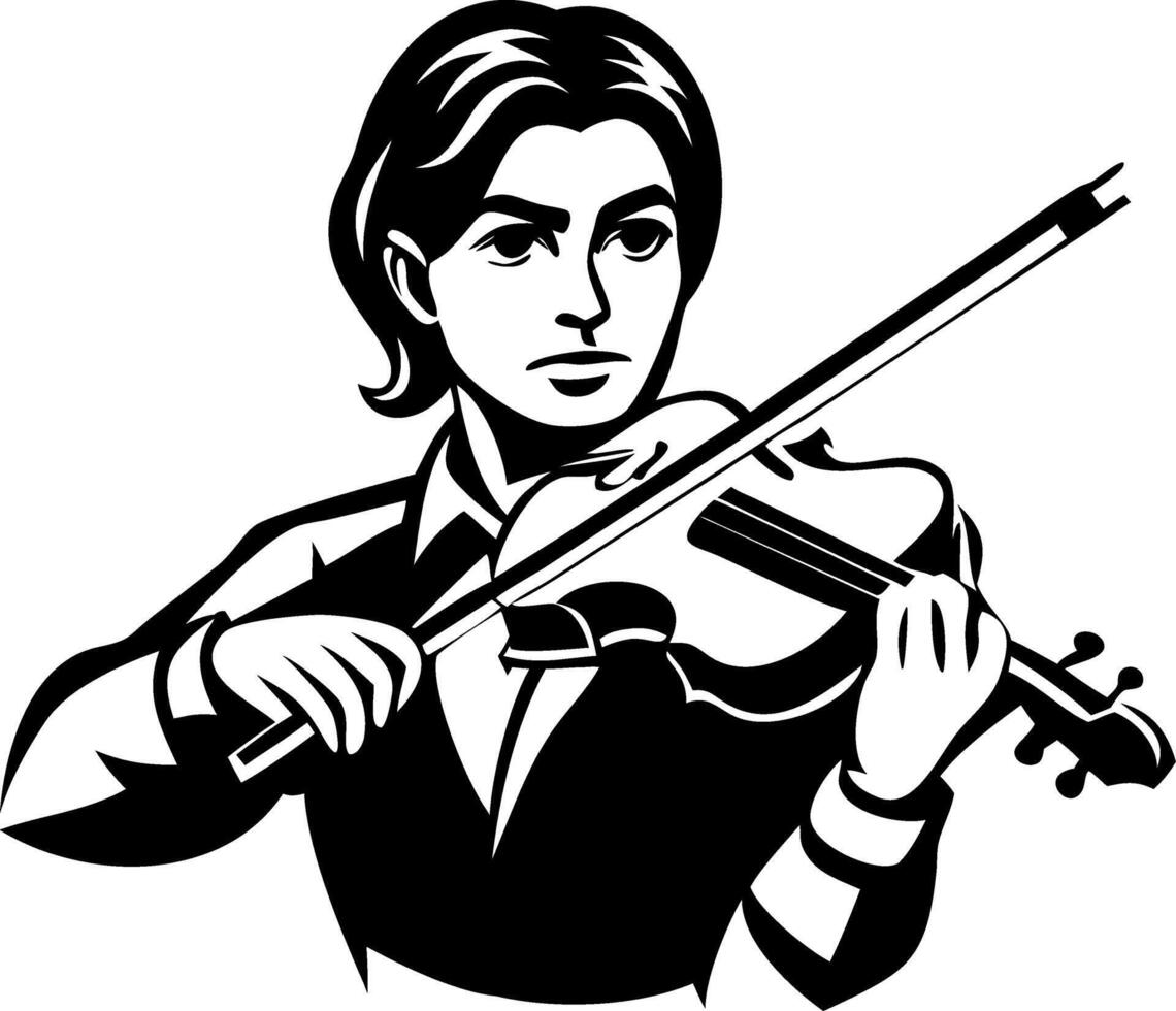 Musician Playing Violin in Elegant Black Silhouette Art for Concert Posters and Merchandise vector